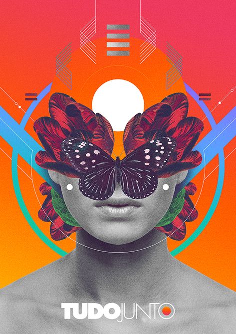 Tudo Junto 3 Flyer Artwork on Behance Colour Party, Illustration Design Graphique, 8bit Art, Webdesign Inspiration, Poster Illustration, Collage Design, Party Poster, Creative Posters, Graphic Design Posters