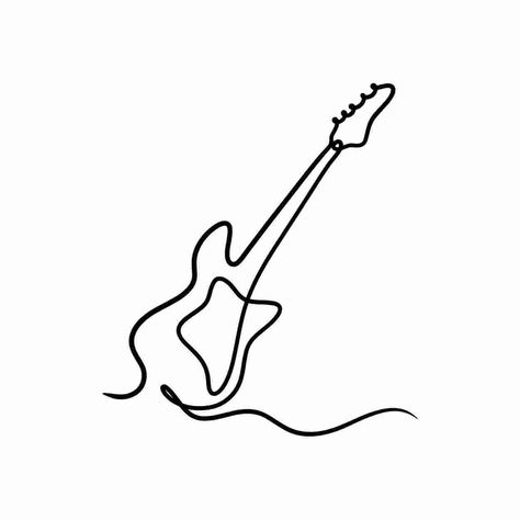 Guitar Doodle, Guitar Clipart, Guitar Svg, Guitar Illustration, Guitar Drawing, Music Svg, Guitar Tattoo, Svg Shirt, Single Line Drawing