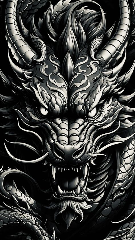 Dragon Pictures Realistic, Dragon Face Tattoo Design, Japanese Dragon Face, Dragon Head Tattoo Design, Dragon Face Tattoo, Dragons Face, Tattoo Rug, Dragon Samurai, Tato Maori