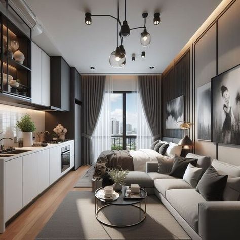 26sqm Condo Interior Design, Modern Studio Apartment Ideas, Single Apartment, Studio Apartment Living, Condo Interior Design, Mini Loft, Interior Layout, Condo Interior, Studio Condo