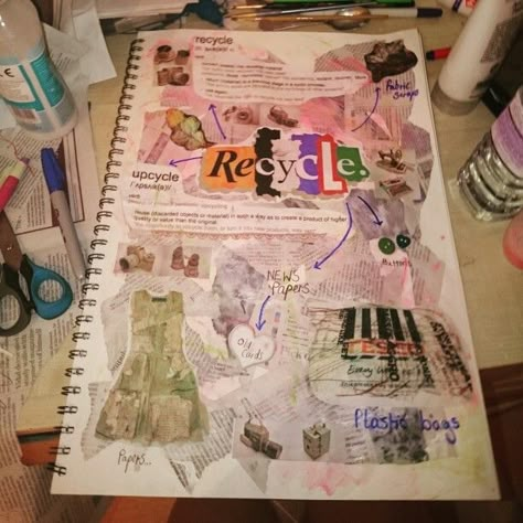 Ewwwe textiles homework, recycle mindmap Textiles Cover Page, Gcse Textiles Mindmap, Textiles Student Aesthetic, Sketchbook Mindmap Ideas, Alevel Sketchbook Art Mindmap, Textiles Mindmap Sketchbook Ideas, Textiles Research Page, Art Homework Ideas, Textiles Book Ideas