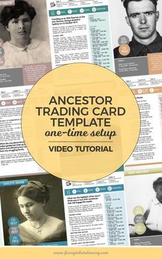 Family Tree Album, Family History Crafts, Genealogy Crafts, Ancestry Scrapbooking, Trading Card Template, Card Template Free, Genealogy Scrapbooking, Family History Projects, Genealogy Organization