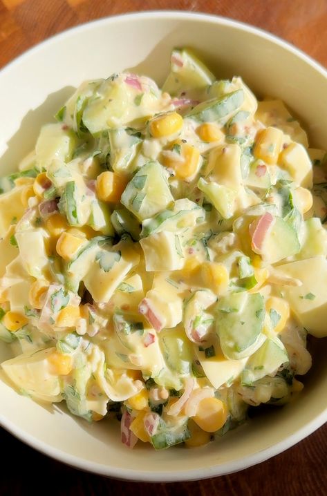 Cucumber Egg Salad - Refreshing and Bursting with Flavor Cucumber Egg Salad, Bacon Egg Salad, Bacon Mashed Potatoes, Cucumber Benefits, Hungry Happens, Recipe For One, Cucumbers And Onions, Creamy Cucumbers, Garlic Noodles