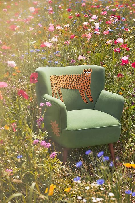 Marcello Velho | AnthroLiving Anthropologie Chair, Chair Making, Cozy Chair, Pool Rooms, Embroidered Art, Linen Upholstery, Wingback Chair, Reading Nook, Creature Design