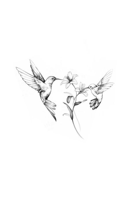 Hummingbird In Flowers Tattoo, Hummingbird Tattoo Flowers, Feminine Hummingbird Tattoos, Cool Shaded Tattoos, Black White Hummingbird Tattoo, Hummingbirds And Flowers Tattoo, Two Humming Bird Tattoo, Hip Tattoo Stencils For Women, Back Hummingbird Tattoo