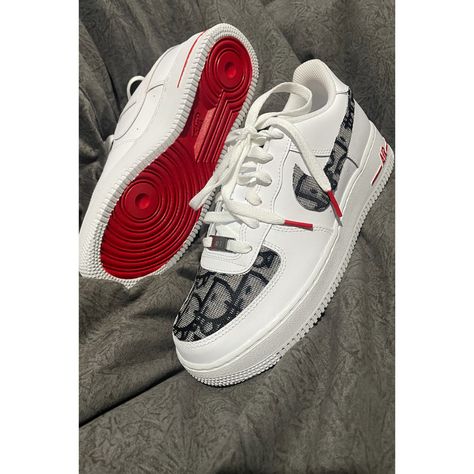 Custom sneakers Custom Red Air Force 1, Dior Air Force, Red Bottoms Sneakers, Shoes Nike Air Force, Dior Monogram, Custom Shoes Diy, Shoes Diy, Shoes Nike Air, Custom Air Force 1