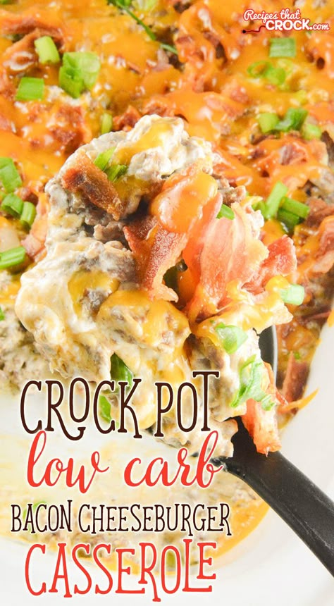 Our Crock Pot Low Carb Bacon Cheeseburger Casserole is a versatile creamy savory casserole that everyone loves! Eat it over lettuce with your favorite burger toppings or in a low carb wrap. Carb lovers enjoy it as sandwiches too! This recipe is a great way to serve something everyone will enjoy while maintaining a low carb lifestyle. Low Carb Bacon Cheeseburger Casserole, Savory Casserole, Low Carb Wrap, Cheeseburger Casserole Recipe, Casserole Crockpot, Low Carb Ketchup, Bacon Cheeseburger Casserole, Low Carb Crock Pot Recipes, Low Carb Lifestyle