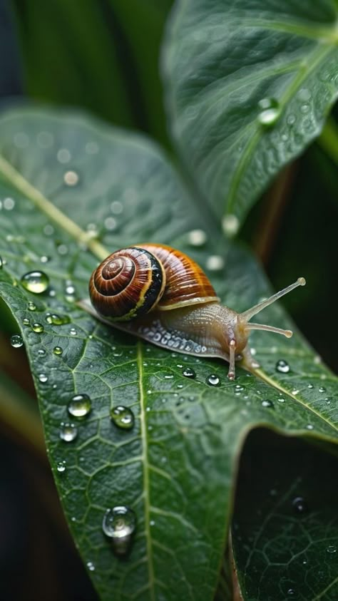 Snail Reference, Snail On Leaf, Snail Aesthetic, Snail Wallpaper, Foto Niki, Snail Photography, Snail Photo, Insect Wallpaper, Snail Drawing