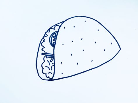 How To Draw A Taco - basicdraw.com Taco Tattoo, Taco Illustration, Taco Tattoos, Cave People, Taco Drawing, Food Tacos, Taco Food, Drawing Food, Shell Tattoos