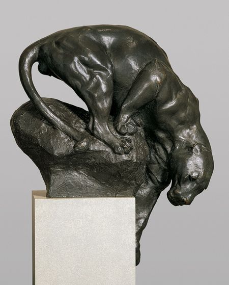 Reaching Jaguar / 1906–7; this cast, 1926 / Anna Vaughn Hyatt Huntington / Bronze / at the Met Jaguar Sculpture, Cavalry Charge, Lion House, Bronx Zoo, Graphite Drawings, Arte Animal, Sculpture Installation, Sculptures & Statues, Animal Sculptures