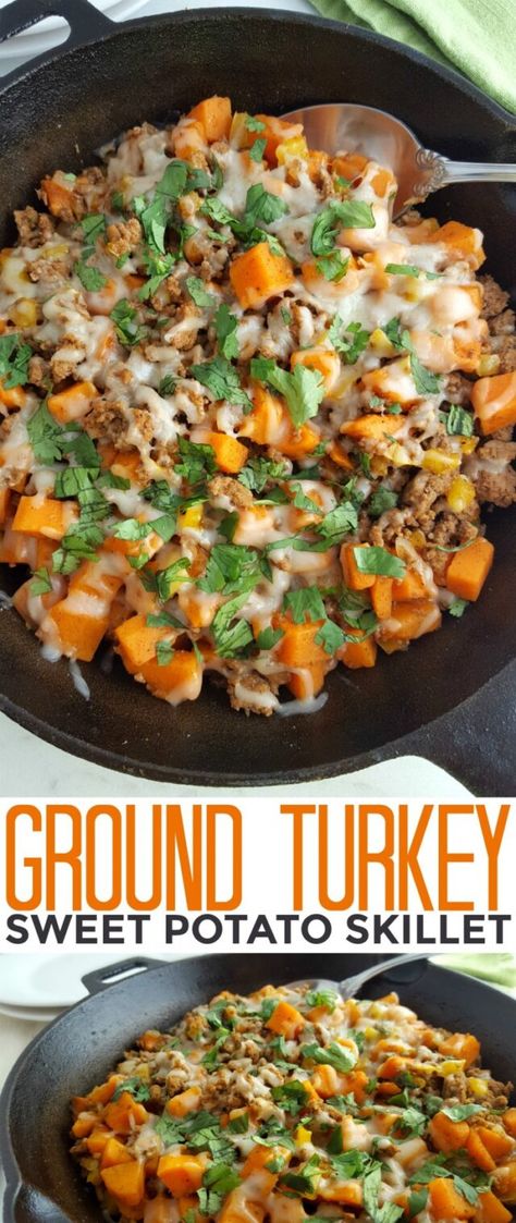 Ground Turkey Sweet Potato Skillet, Turkey Sweet Potato Skillet, Ground Turkey Sweet Potato, Sweet Potato Skillet Recipes, Zucchini Pommes, Turkey Sweet Potato, Potato Skillet, Sweet Potato Skillet, Healthy Gluten Free Recipes