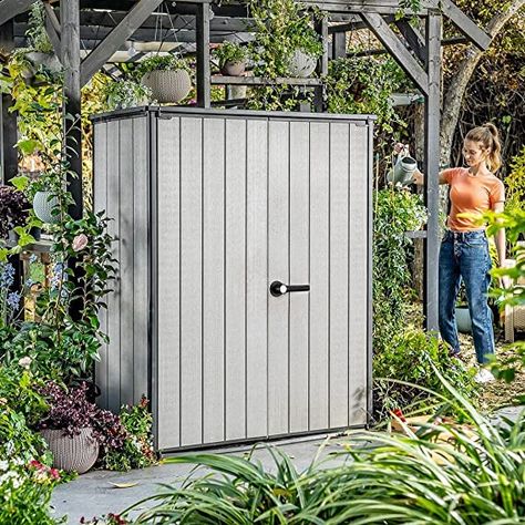 GSD Keter High Plus Store Plus Outdoor Storage Plastic Garden Shed 2 Shelves Now Included With Base : Amazon.co.uk: Garden & Outdoors Tongue And Groove Panelling, Plastic Garden, Resin Storage, Small Sheds, Garden Storage Shed, Garden Equipment, Garden Items, Vertical Storage, Garden Buildings