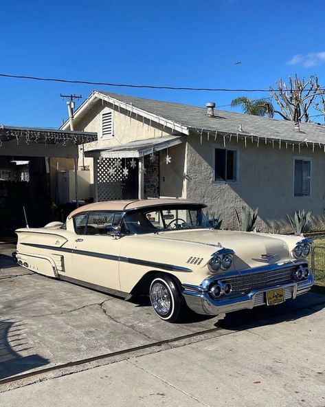 58 Chevy Impala, 1963 Impala Lowrider, Low Riders Cars, 58 Impala, 1958 Chevy Impala, Old Fashioned Cars, Lowrider Trucks, Lowrider Art, Old Vintage Cars