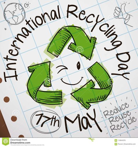 Cute Doodles in Notebook Paper for International Recycling Day Celebration Holiday Cartoon, Save Our Earth, Reduce Reuse Recycle, Recycling Programs, Reuse Recycle, Notebook Paper, Doodle Drawings, Cute Doodles, Stock Vector