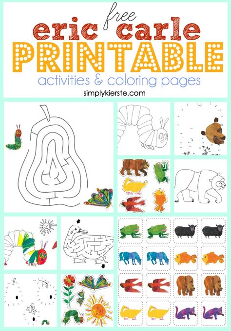 Good Mornings with Eric Carle and Gymboree, reading books, wearing cozy pajamas, and working on FREE Eric Carle printable activities & coloring pages! Mlk Crafts, Eric Carle Activities, Today Is Monday, Free Printable Activities, Preschool Literacy, Cozy Pajamas, Eric Carle, Preschool Fun, Literacy Activities