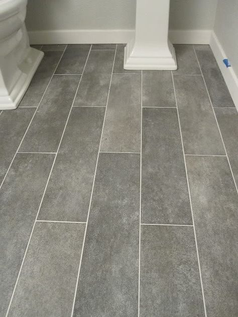 Wide plank tile for bathroom. Great grey color!    Great option if you can't do wood throughout. Floors Ideas, Tiles For Bathroom, Bad Inspiration, Master Bath Remodel, Decor Baie, Basement Bathroom, Bathroom Redo, Diy Remodel, Bath Room