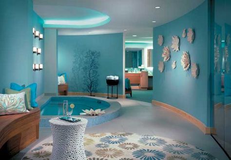 ocean bathroom....yep still dreaming Ocean Interior Design, Ocean Bathroom, Dream Spa, Spa Jacuzzi, Spa Interior Design, Spa Rooms, Ocean Resort, Beach Theme Bathroom, Spa Interior