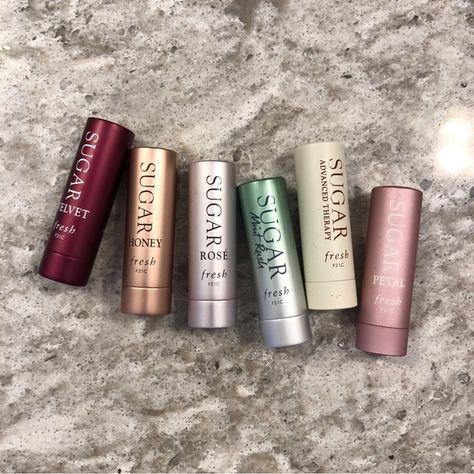 Sugar Fresh Tinted Lip Balms Fresh Sugar Lip Balm, Fresh Lip Balm, Sugar Lip Balm, Japan Fits, Lips Care, Honey Rose, Alex G, Skincare Aesthetic, Smooth Lips