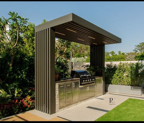 Barbecue Area Design, Modern Barbecue Design, Modern Kitchenette, Bbq Canopy, Grilling Area, Outdoor Grill Area, Patio Remodel, Outdoor Bbq Grill, Outdoor Fire Pit Designs