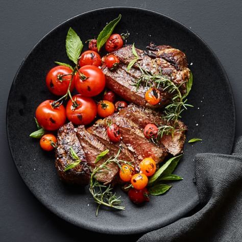 Steak With Tomatoes, Broccoli Lasagna, Sear A Steak, William Sonoma Recipes, Tomatoes On The Vine, Vine Tomatoes, Dinner Prep, Grilled Steak, How To Grill Steak