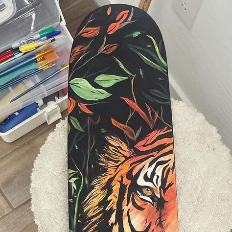 Millan Sekosky on Instagram: "LOVE THIS, had inspo but made mainly did my own design #tiger #art #artwork #paint #painting #skateboard #skate #skateboardart #skateboardartist" Tiger Skateboard, Turtle Skateboard, Skateboard Artwork, Skateboard Design, Tiger Art, Skateboard Art, Paint Painting, Artsy Fartsy, Art Artwork