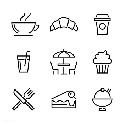 Set of restaurant icon vectors | free image by rawpixel.com / NingZk V. Bingsu Korean, Cafe Icons, Shop Board Design, Dessert Icon, Cafe Icon, Cake Icon, Restaurant Icon, Korean Dessert, Coffee Icon