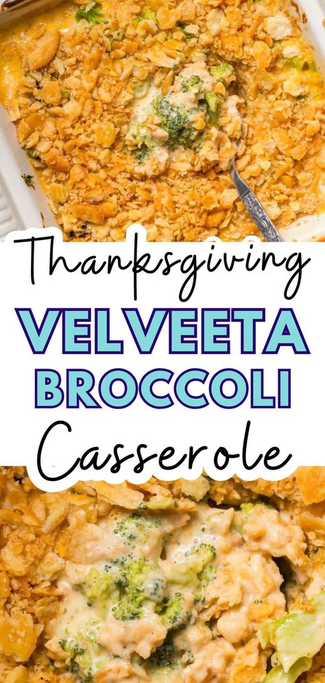 Whip up a batch of this easy and healthy homemade Velveeta Broccoli Casserole. Perfect as a Thanksgiving appetizer, it's hearty, creamy, and packed with flavor. Ideal for feeding a crowd, this cheesy delight will certainly earn you compliments. It's a delicious, wholesome twist on a classic - your guests will love this veggie-packed treat! Broccoli Casserole With Ritz Crackers And Velveeta, Broccoli And Velveeta Casserole, Broccoli And Cheese Casserole Velveeta, Velveeta Vegetable Casserole, Velveeta Green Bean Casserole, Vegall Casserole With Ritz, Broccoli Casserole Velveeta, No Bake Thanksgiving Sides, Broccoli Cheese Casserole Velveeta