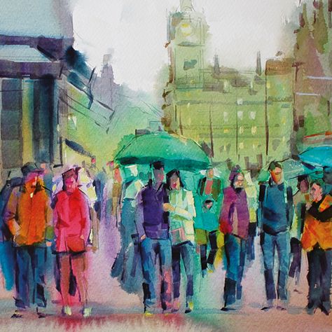 How to paint a crowd in watercolour - Artists & Illustrators Hashim Akib, Watercolor Art Diy, Figurative Painting, Original Art For Sale, Weird Art, Painting Process, Childrens Illustrations, Watercolor Techniques, Teaching Art