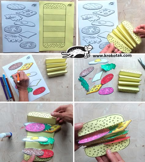 krokotak | SANDWICH ACTIVITY Hamburger Craft, Make A Sandwich, Kraf Kertas, Insect Crafts, Cadeau Parents, Seni Dan Kraf, Hand Crafts For Kids, Preschool Art Activities, Preschool Activity