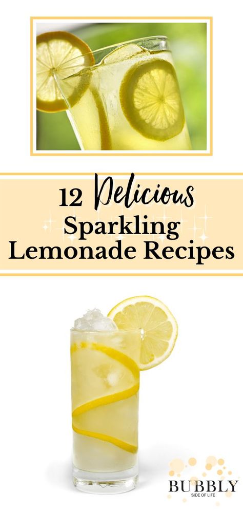 12 delicious sparkling lemonade recipes both cocktail and mocktail / nonalcholic options. The best part of these sparkling lemonade drinks we’re about to share with you is that you can make them individually or by the pitcher. Lemonade topped with bubbly sparkling wine or sparkling water. View all recipes here! Sparkling Water Mocktail, Pitcher Lemonade, Sparkling Water Cocktail, Bubbly Cocktails, Lemonade Punch Recipe, Sparkling Water Recipes, Soda Stream Recipes, Sparkling Water Drinks, How To Make Lemonade