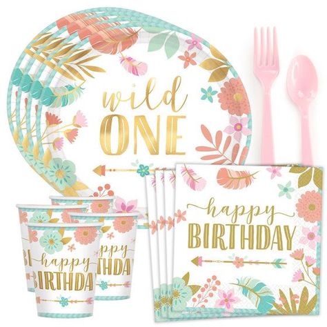 Boho Birthday Girl Tableware - Boho Birthday Girl Birthday Party Supplies for Girls | Wholesale Party Supplies Wild One First Birthday Girl, First Birthday Wild One, Boho 1st Birthday, Birthday Wild One, Boho Birthday Party, 1st Birthday Party For Girls, 1st Birthday Girl, Wild One Birthday Party