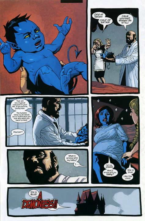 Nightcrawler is Mystique's son... Nightcrawler And Mystique, Nightcrawler Art, Marvel Stories, Nightcrawler Xmen, Mystique Marvel, Blue Elf, Kurt Wagner, Baby Avengers, Art Writing