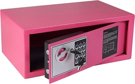 Cute Mini Safes, Pink Gadgets, Mini Safe, College House Decor, Hotel Business, Safe Deposit Box, College House, Pink Amazon, Security Safe