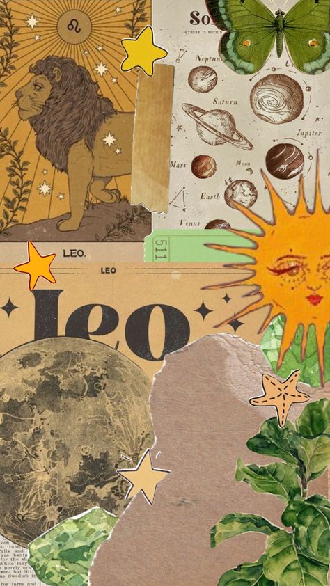 Leo Zodiac Background, Leo Zodiac Illustration, Leo Star Sign Aesthetic, Leo Wallpaper Zodiac, Leo Background, Leo Moodboard, Leo Illustration, Leo Core, Leo Zodiac Art