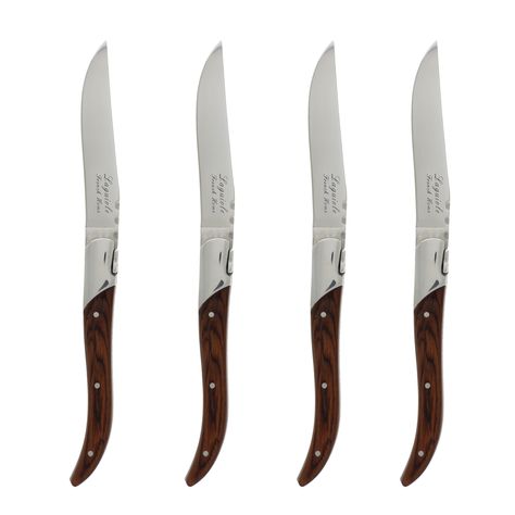 French Home Set of 4 Laguiole Connoisseur Rosewood Steak Knives (Wood Grain), Silver stainless steel (Metal) Laguiole Knife, Houses In France, Knife Stand, Steak Knife Set, French Home, Steak Knife, Best Steak, Cutlery Sets, Steak Knives