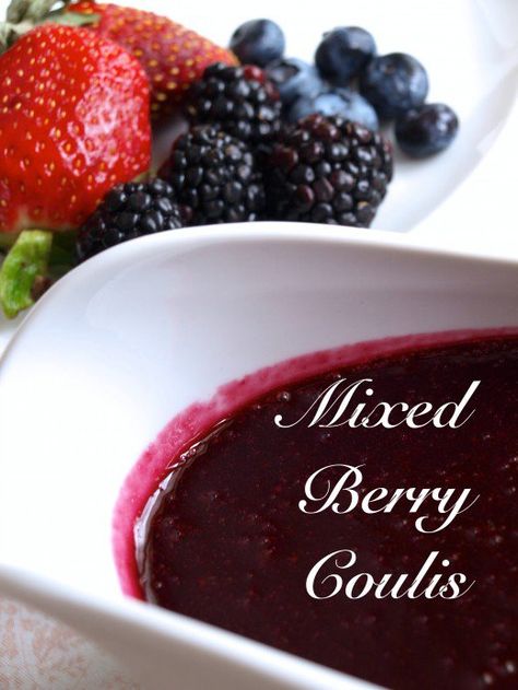 Delicious on pancakes, pie or anything else, this mixed berry sauce is so good. Fruit Sauces Desserts, Lemon Coulis Recipe, Mixed Berry Coulis, Berry Coulis Recipes, Berry Sauce Recipe, Mixed Berry Sauce, Fruit Coulis, Coulis Recipe, Berry Coulis