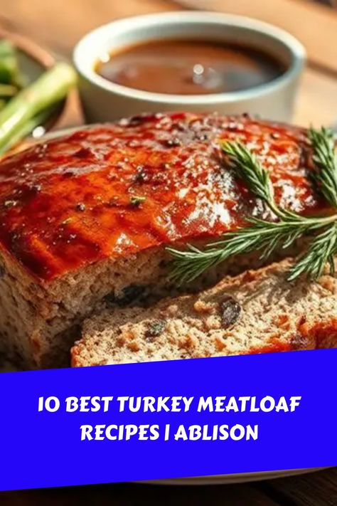 Turkey meatloaf garnished with rosemary, served with a side of brown sauce. Best Turkey Meatloaf Recipes, Spicy Turkey Meatloaf, Cheesy Turkey Meatloaf, Bbq Turkey Meatloaf, Best Turkey Meatloaf, Turkey Meatloaf Muffins, Hard Boil Eggs, Turkey Meatloaf Recipe, Classic Turkey