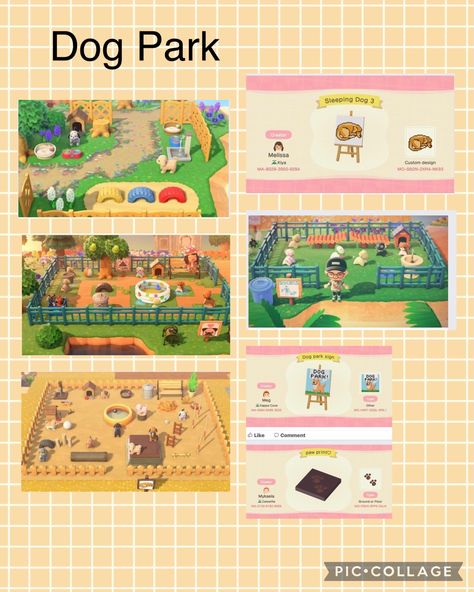 Animal Crossing Dog Design, Acnh Dog Design, Animal Crossing Dog Park, Acnh Dog Park, Animal Crossing Dog, Acnh Normcore, Ac Ideas, Acnh Design, Acnh Codes