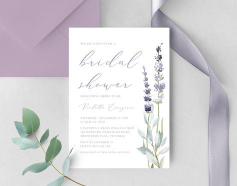 Bridal Shower Purple, Garden Bridal Shower Invitations, Wedding Lilac, Purple Bridal Shower, Garden Bridal Showers, White Bridal Shower, 21 Diner, First Birthday Banners, Girl 2nd Birthday