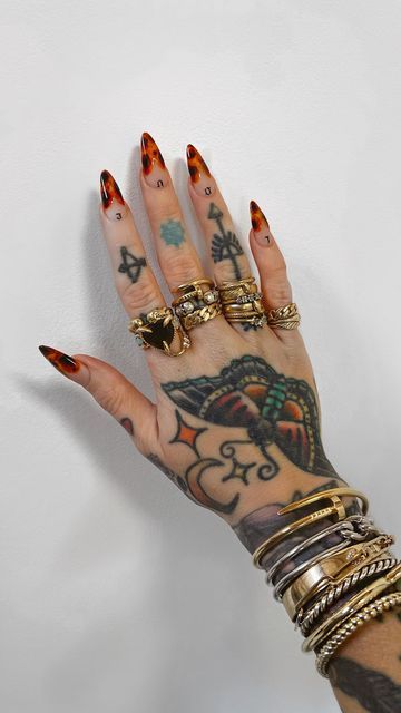 Sammi Jefcoate Rings, Sammi Jefcoate Nails, Marrow Fine Jewelry, Tortoise Shell Nails, Ring Styling, Shell Nails, Marrow Fine, Ring Stacks, Shell Heart