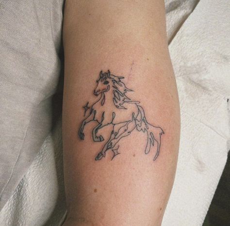 Wild Horses Tattoo, Girlknewyork Tattoo, Small Horse Tattoo, Running Tattoo, Horse Tattoo Design, Knee Tattoo, Horse Tattoo, Symbolic Tattoos, Native American Culture