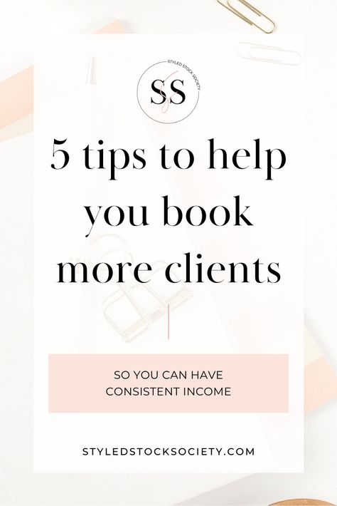 No matter what industry you’re in, your business needs to book more clients to grow, pay the bills, and allow you to do what you love to do. It takes a lot to run a business in general, but finding clients and booking them can be a massive task all on its own. That’s why we’ve put together this handy guide with tips to help you book more clients. Click through to learn our 5 tips! #clients #servicebusiness #marketing #branding #onlinebusiness #freestockphotos #femininestockphotos Find Clients, More Clients, Sales Tips, How To Get Clients, Service Based Business, Sales Strategy, Business Needs, Services Business, How To Attract Customers