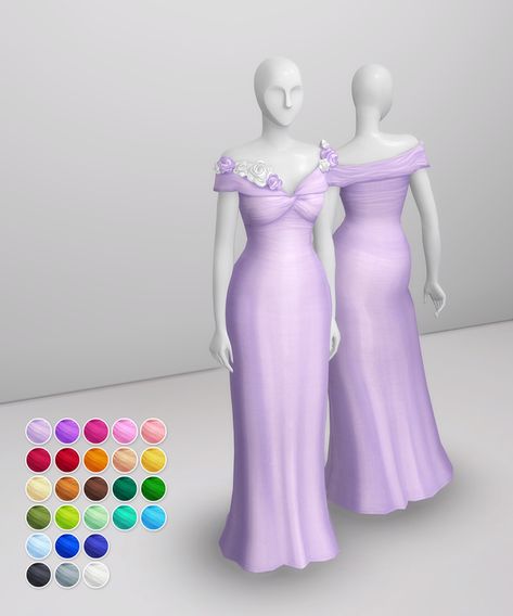 Bloome Gown (26 color) | Rusty's on Patreon Sims 4 Wedding Dress, Sims 4 Royal, Sims 4 Mm Cc, Sims 4 Cc Folder, Sims 4 Dresses, Sims 4 Mm, Sims4 Clothes, Sims 4 Cc Packs, Sims Four