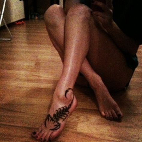 Scorpion tattoo Tattoos For Boys, Scorpion Tattoos, Jagua Henna, Scorpio Tattoo, Foot Tattoos For Women, Scorpion Tattoo, Pretty Tattoos For Women, Boy Tattoos, Foot Tattoo