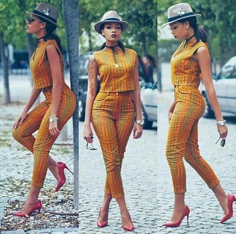 This style is screeeeeeeaming Formal Dresses Yellow, African Print Pants, Women In Africa, Dresses Yellow, African Fashion Designers, Afrikaanse Mode, African Inspired Fashion, African Print Dresses, African Fashion Women