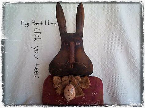 egg-bert-hare-pattern-click-your-heels Hare Pattern, Antique Pie Safe, Primitive Rabbit, Primitive Easter, Hare Rabbit, Spring Sewing, Sewing Easy, Easter Tags, Rabbit Pattern