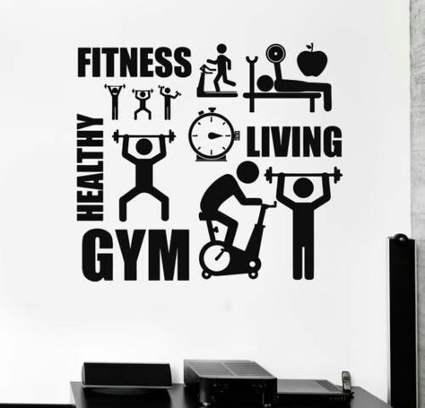 Gym Wall Stickers, Gym Wall Decal, Gym Wallpaper, Sports Wall Decals, Fitness Shirts, Gym Wall, Gym Interior, Fitness Motivation Pictures, Fitness Art