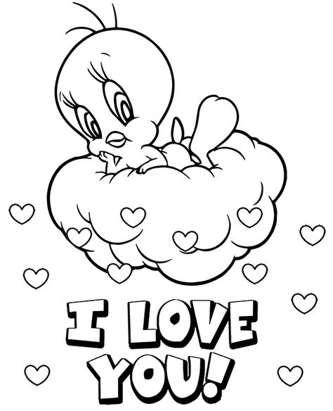 Tweety Coloring Pages, Nemo Coloring Pages, Paw Patrol Christmas, Valentines Day Drawing, Love Coloring Pages, Bird Coloring Pages, Tweety Bird, Cartoon Coloring Pages, Favorite Cartoon Character