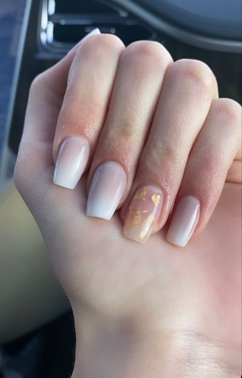 Ombré Nails With Gold, Nails With Gold Flakes, Pink Ombré Nails, Nails With Gold, Ombré Nails, Pink Ombre Nails, Gold Flakes, Pink Ombre, Gold Nails