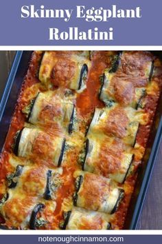 Skinny Eggplant Rollatini with Spinach & Italian Cheese | Sliced eggplants stuffed with ricotta, mozzarella, parmesan and spinach, then rolled up and baked until tender with loads of ooey-gooey melted cheese on top. These guilt-free Skinny Eggplant Roll-Ups are scrumptious, gluten free and low carb! #lowcarb, #glutenfree, #vegetarian, #Italian, #rollups, Eggplant Rollatini Recipe, Eggplant Rolls, Healthy Eggplant, Eggplant Rollatini, Eggplant Recipes Easy, Stuffed Eggplant, Spinach Cheese, Egg Plant, Eggplant Dishes